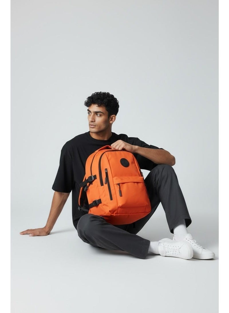 HIGH LINE STORE High Line Waterproof Laptop Backpack – 15 Inch, Multi-Compartment, Large Capacity, Lightweight Fabric, with Laptop Sleeve – Size 45x33x18 cm, 600g, Stylish Design for Daily Essentials, Orange - Image 3